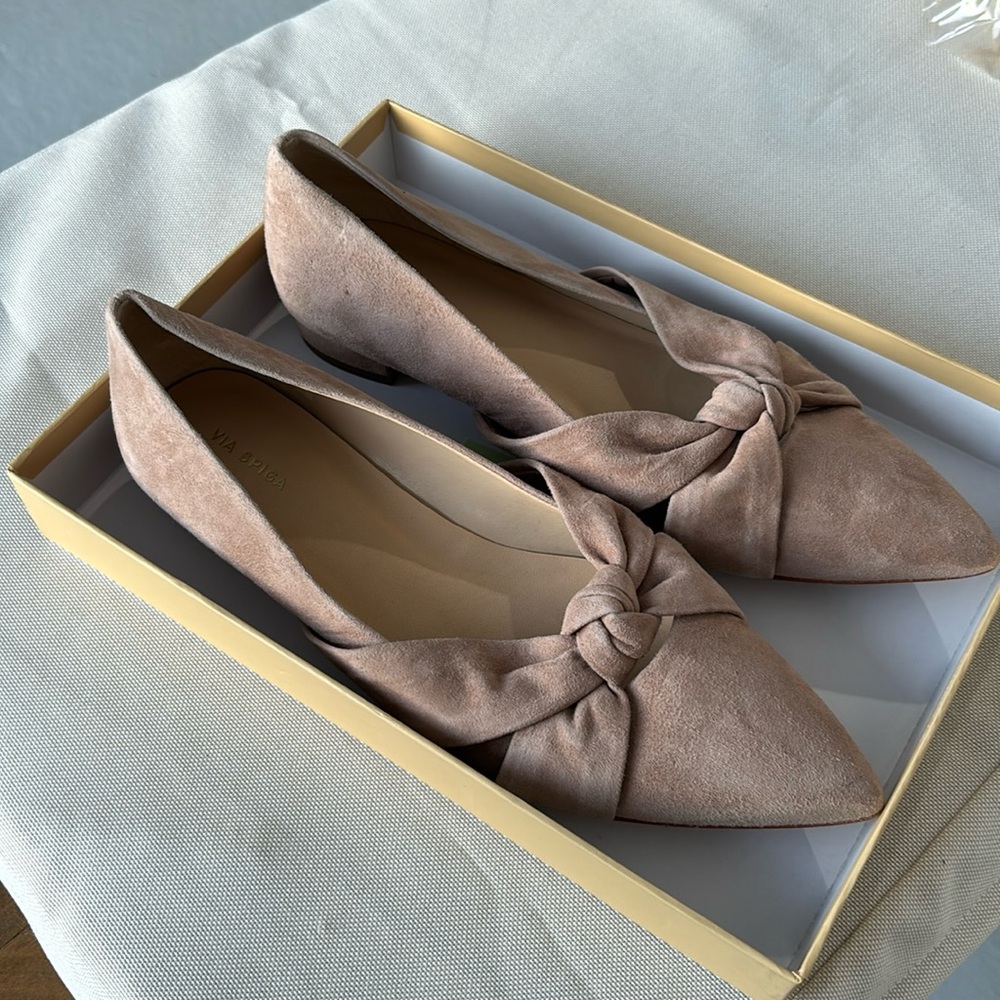 VIA SPIGA NUDISH PINK FLATS/BLACK FLATS